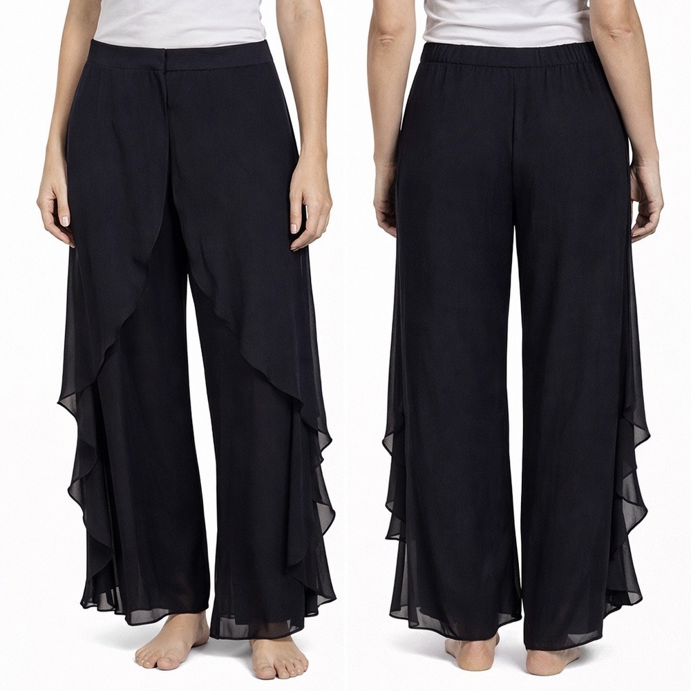 Addison Evenings Size Large Flowy Black‎ Wide Leg Pant Formal Dressy Wear